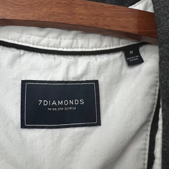 7 Diamonds Charcoal Gray Contrast Trim Short Sleeve Knit Polo Shirt Size Medium - Picture 5 of 5